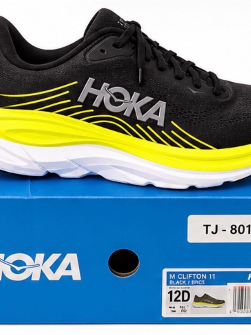 Hoka Men's Clifton 11 Running Shoes - Black and Yellow